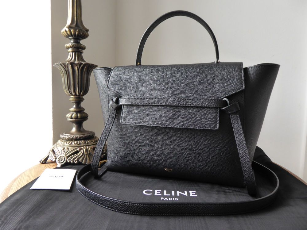 CÉLINE Mini Belt Bag in Black Grained Calfskin