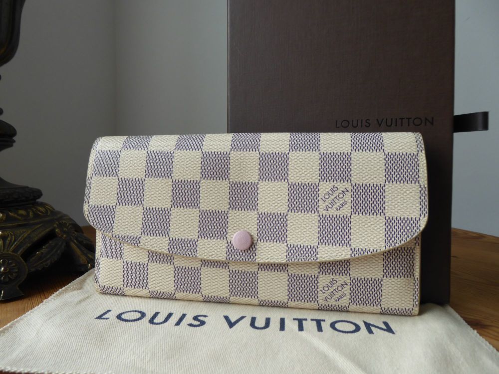 Louis Vuitton Emilie wallet damier azur with rose ballerine interior