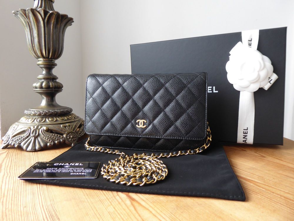 Chanel Classic Wallet on Chain WoC in Black Caviar with Shiny Gold Hardware  - SOLD