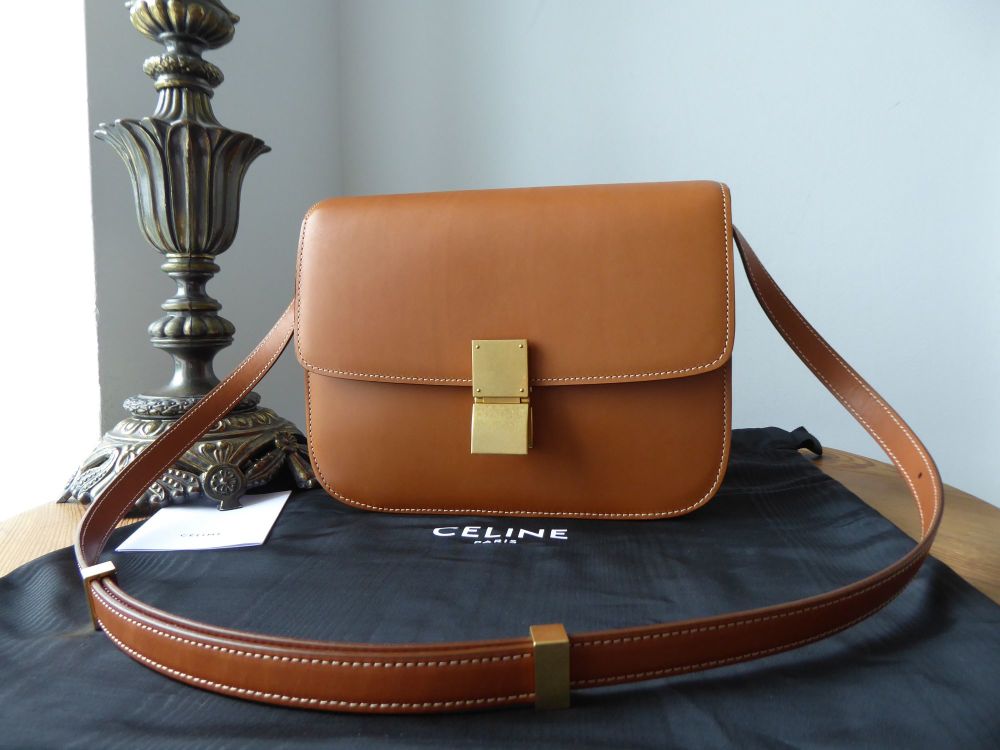 CÉLINE Medium Classic Bag in Camel Box Calfskin 