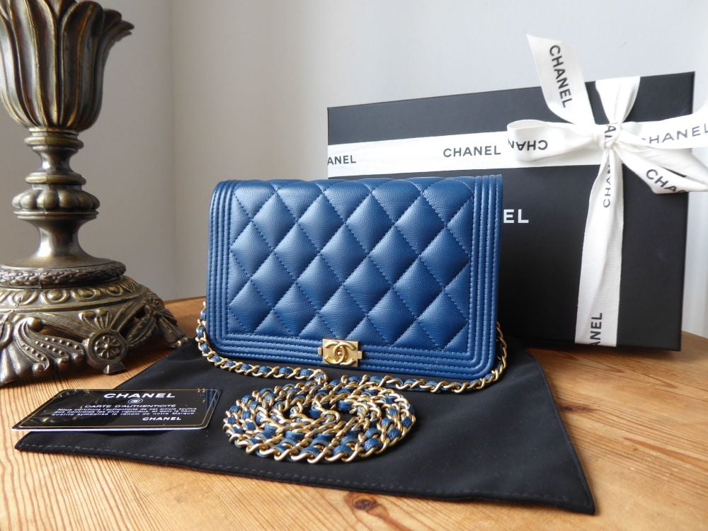 Chanel Boy Wallet on Chain WOC in Petrol Blue Calfskin with Aged Gold  Hardware - SOLD