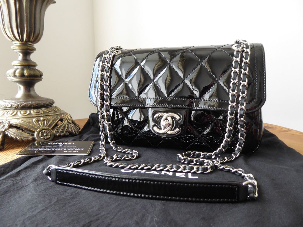 Chanel Coco Shine Small Flap Bag in Black Patent with Shiny Silver Hardware  - SOLD