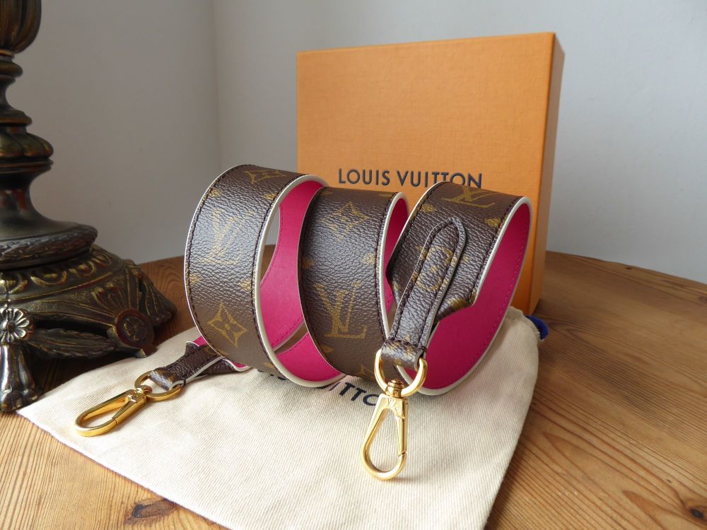 Louis Vuitton Bandouliere 4cm Wide Shoulder Strap in Monogram & Hot Pink Calfskin - SOLD