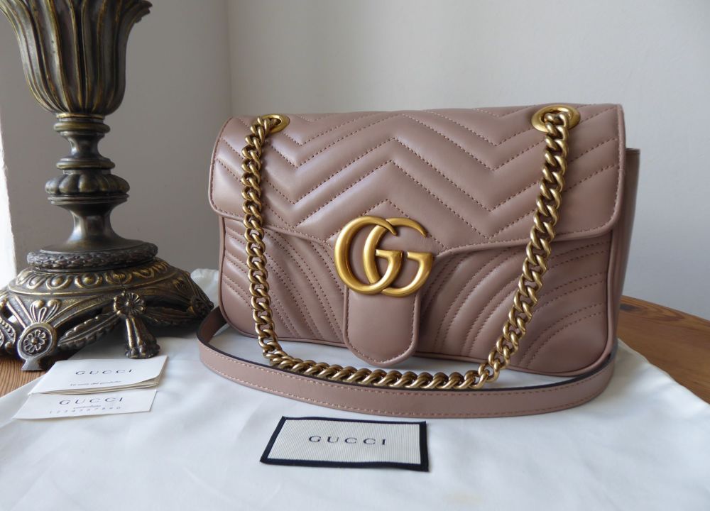 Gucci GG Marmont Small Shoulder Bag in Dusty Pink Matelassé Calfskin - SOLD