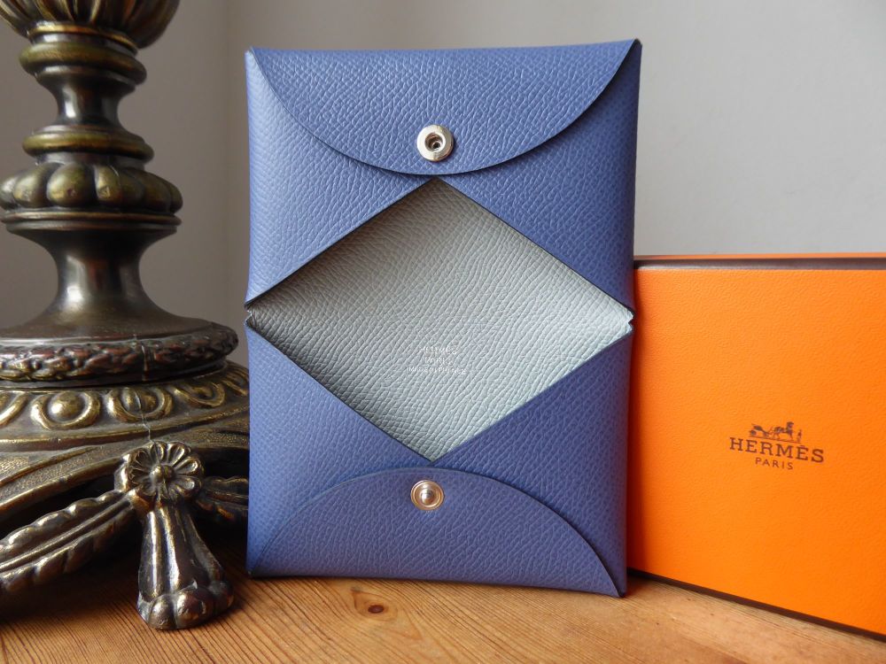 Hermès Calvi Verso Card Holder in Brighton Blue & Blue Glacier Epsom - SOLD