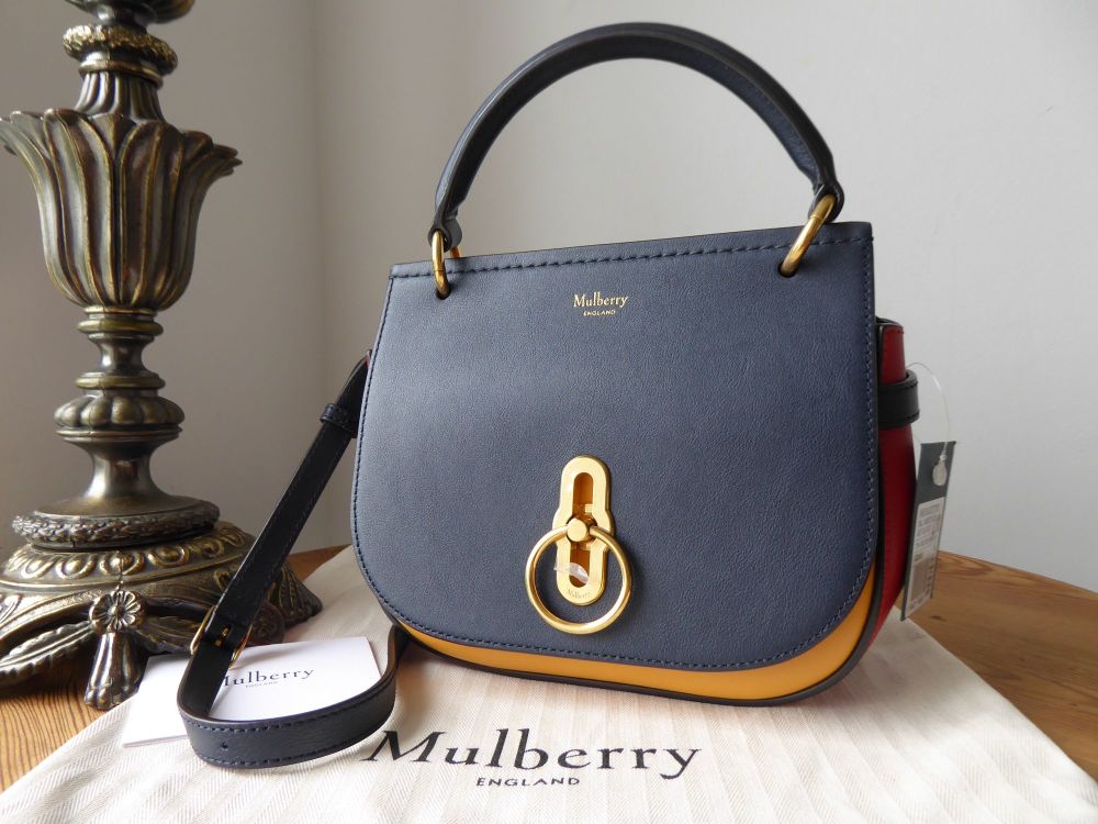 Mulberry Amberley Small Satchel in Tri-Colour Block Midnight, Maize & Red Ochre Silky Calf -SOLD