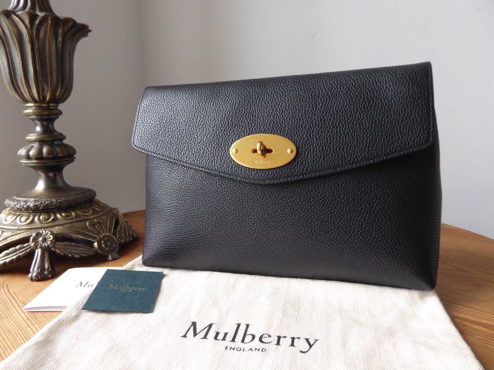 Mulberry Darley Large Cosmetic Pouch Clutch in Black Small Classic Grain - SOLD