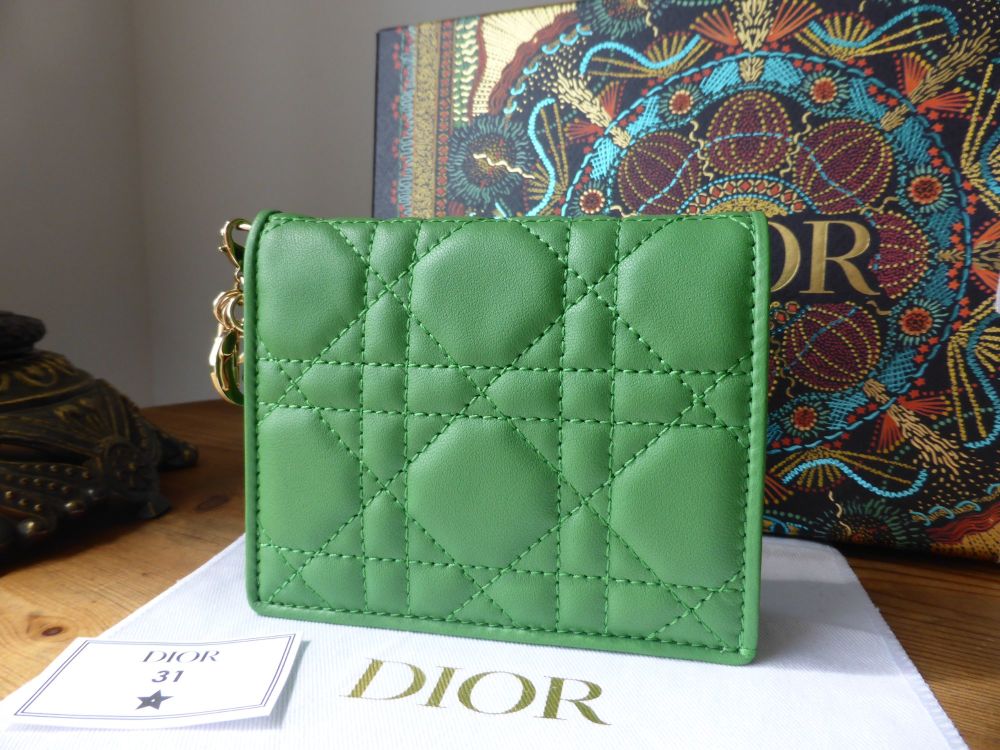 Dior Lady Dior Mini Purse Wallet in Bright Green Lambskin Cannage - SOLD