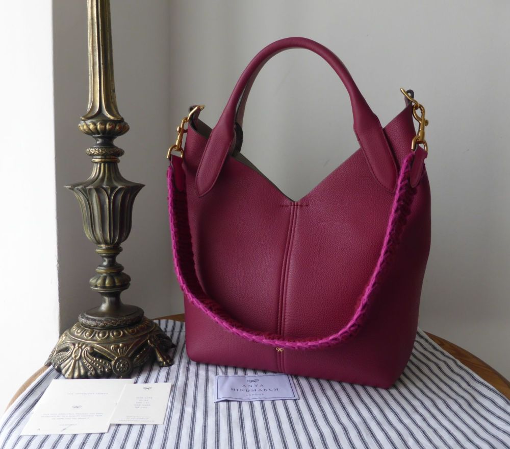 Anya Hindmarch Build a Bag Medium Hobo in Dark Red Smooth Calfskin with Multiple Handles - SOLD