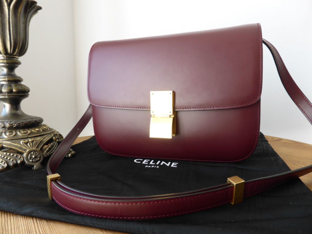 CÉLINE Medium Classic Bag in Burgundy Box Calfskin - SOLD