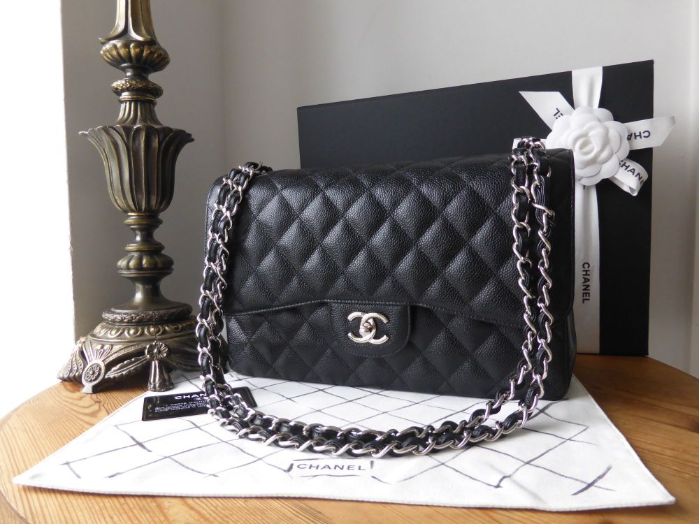 Chanel Timeless Classic 2.55 Large (Jumbo) Double Flap Bag in Black Caviar  with Gold Hardware - SOLD