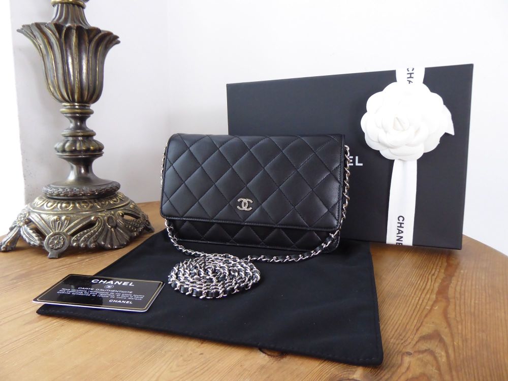 Chanel Classic Wallet on Chain WoC in Black Lambskin with Shiny Silver  Hardware - SOLD