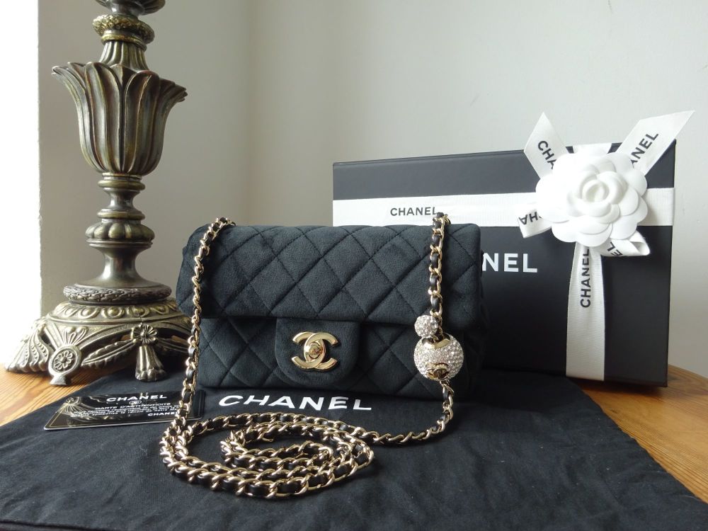 Chanel Pearl Crush Mini Rectangular Flap in Black Quilted Velvet