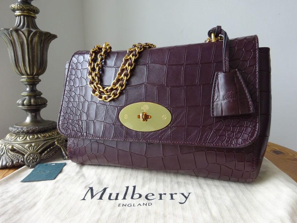 Mulberry Medium Lily in Oxblood Deep Embossed Croc Print - SOLD