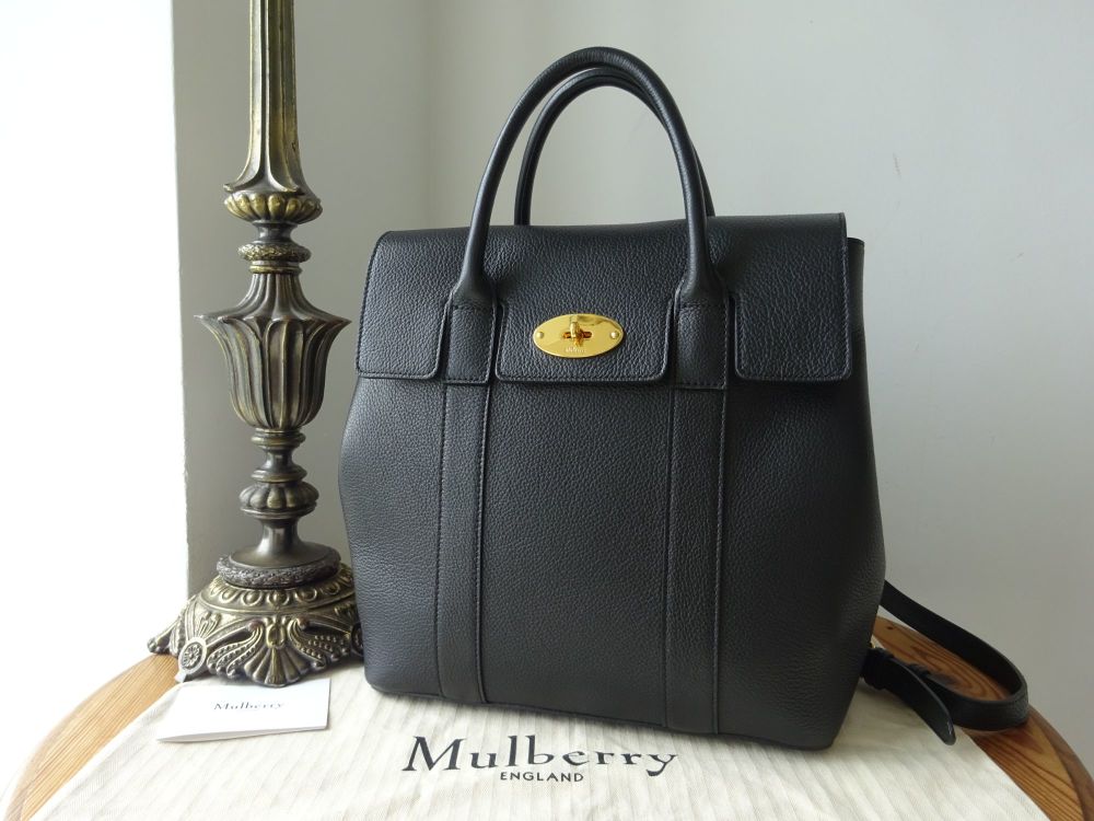 Mulberry Bayswater Backpack in Black Small Classic Grain with Golden Brass 