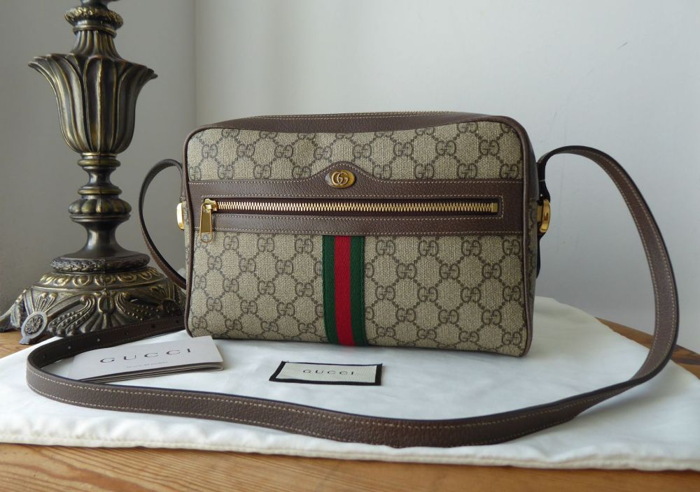 Gucci Ophidia Medium Shoulder Bag  in Beige Ebony GG Supreme with Vintage Web - SOLD