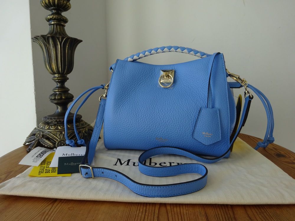 Mulberry Small Iris in Cornflower Blue Heavy Grain with  Silky Calf  Braided Handle - SOLD