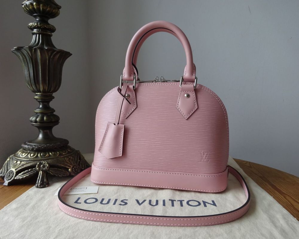 Authenticated Louis Vuitton Alma Bb Rose Ballerine Epi