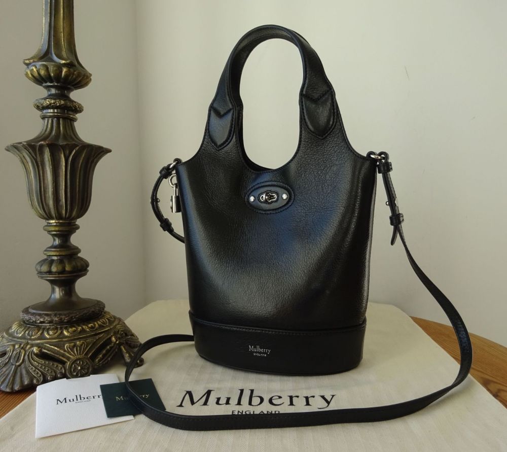 Mulberry Lily Small Tote in Black High Shine Leather - New