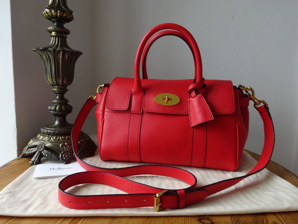 Mulberry Classic Small Bayswater Satchel in Hibiscus Red Small Classic Grain - SOLD