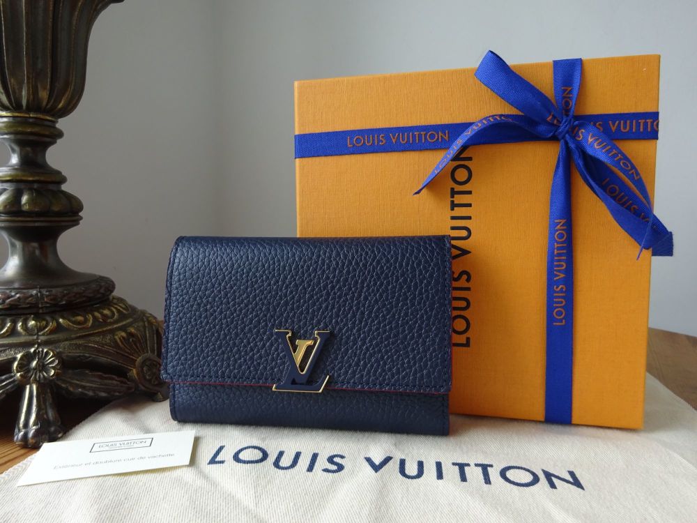 Louis Vuitton Capucines Compact Wallet Purse in Marine Rouge Taurillon
