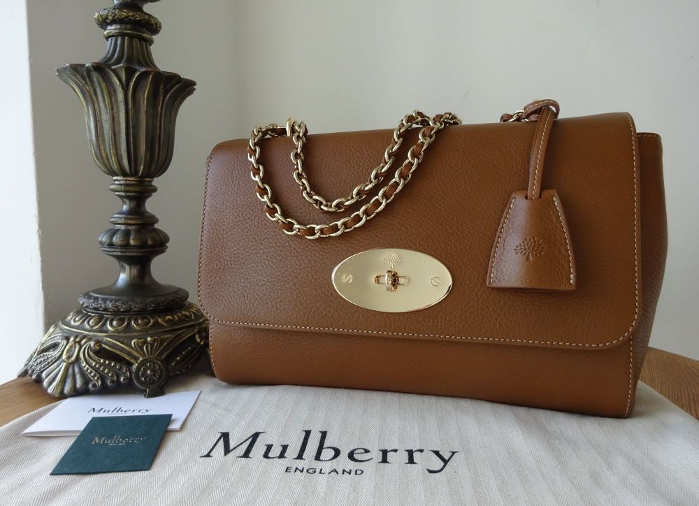 Mulberry Medium Lily in Oak Natural Vegetable Tanned Leather with Soft Gold