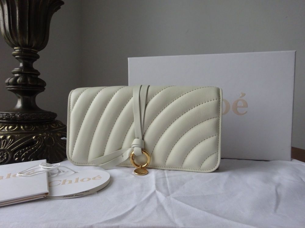 Chloé Alphabet Long Wallet in Natural White Quilted Calfskin - New*