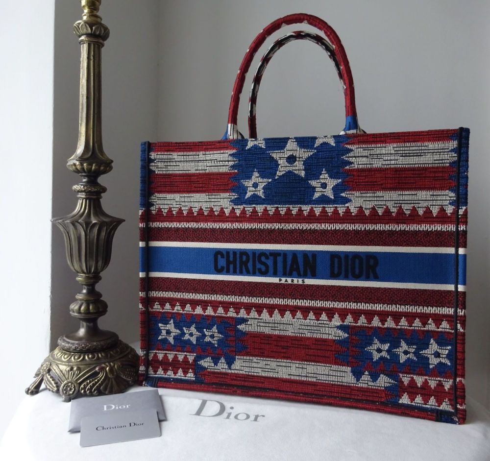 Christian Dior Limited Edition USA American Flag Large Book Tote - SOLD