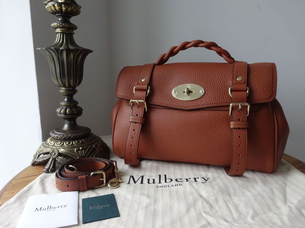 Mulberry Sustainable Icon Alexa Satchel in Chestnut Heavy Grain Leather - N