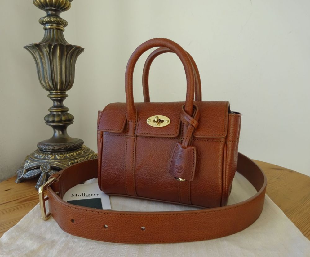 Mulberry Mini Bayswater in Oak Legacy Natural Vegetable Tanned Leather - As