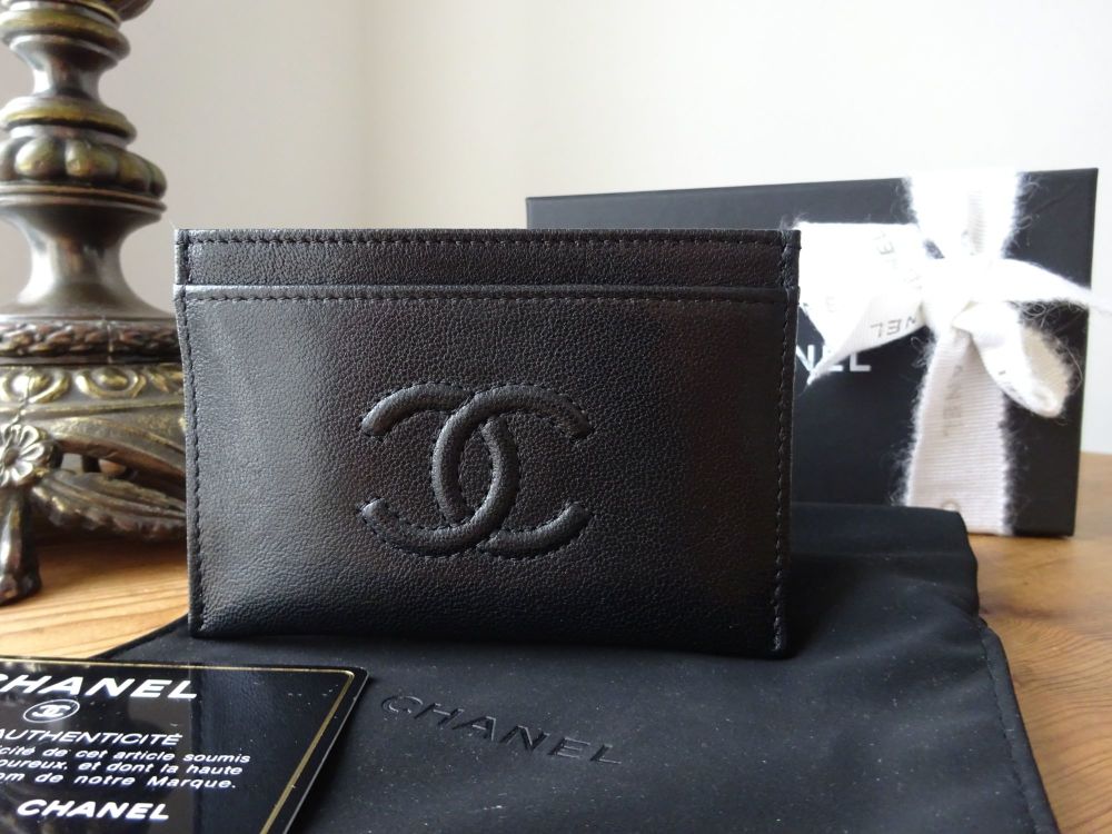 Chanel Timeless Classic Card Slip Case Holder in Black Calfskin