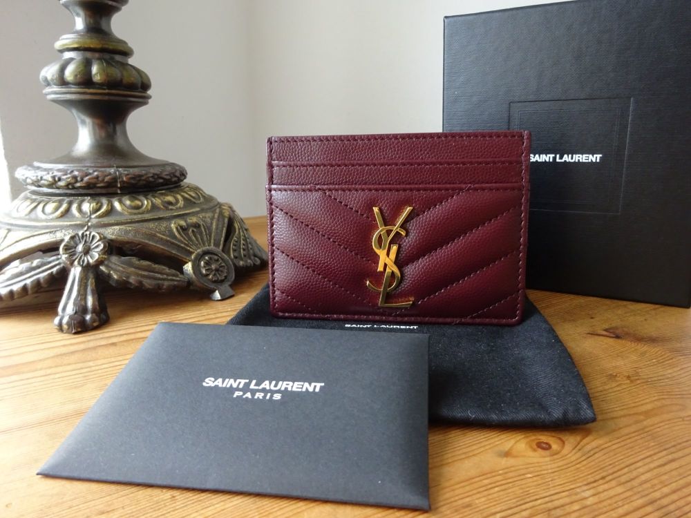 Saint Laurent YSL Classic Monogram Cassandre Card Slip Holder in Dark Legion Red- SOLD