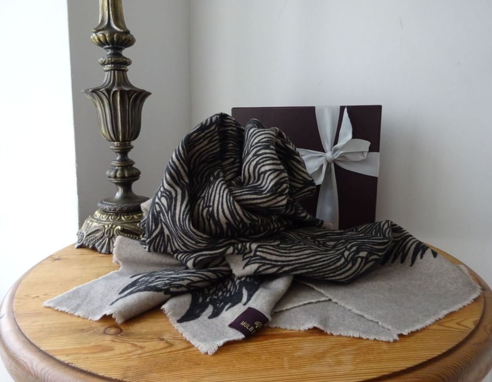 Mulberry Wild Things Monster Wrap Scarf in Grey Wool & Cashmere Blend - SOLD