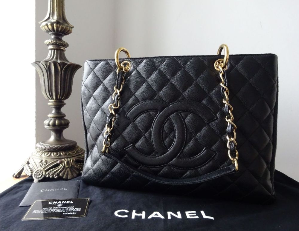 Chanel Classic GST Grand Shopper Tote in Black Caviar with Gold ...