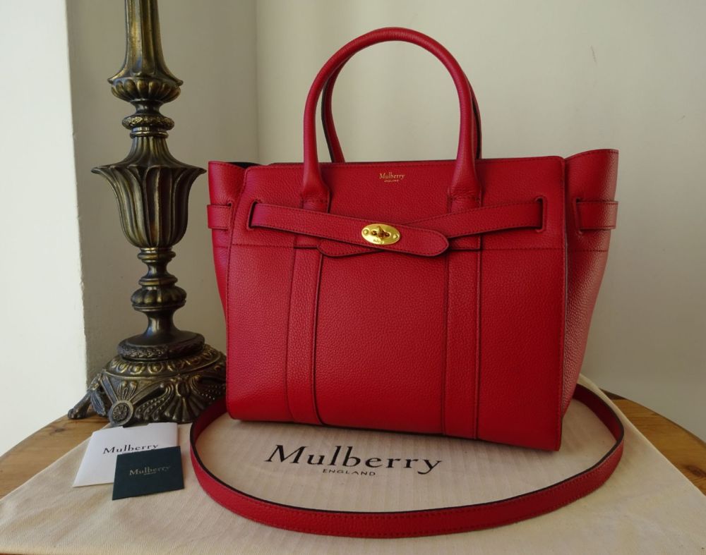 Mulberry Small Zipped Bayswater in Scarlet Red Classic Grain Leather