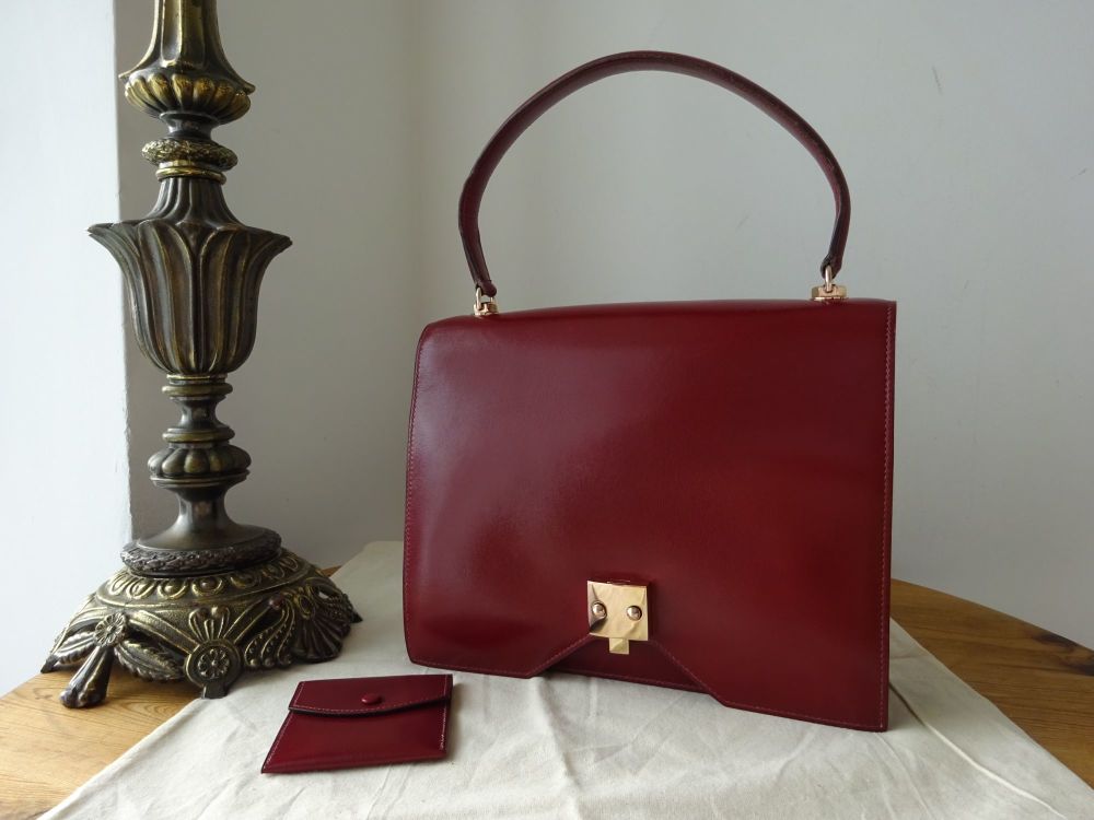 Vintage Louis Quatorze Paris Burgundy Oxblood Leather Envelope
