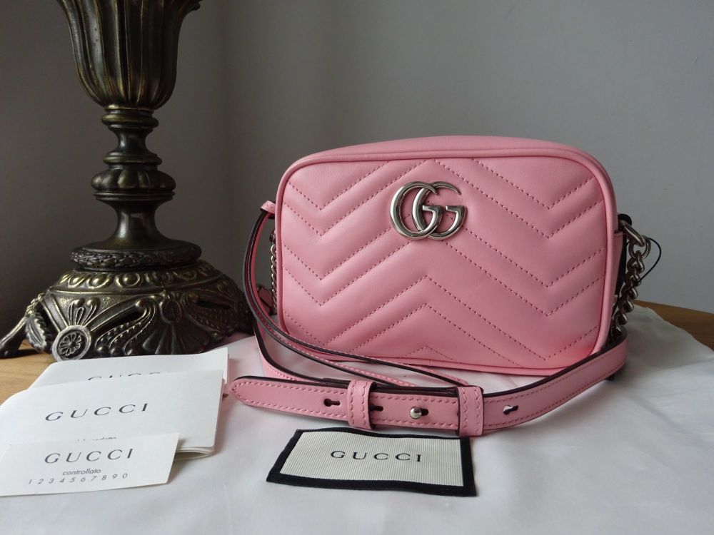 Gucci GG Marmont Mini Camera Bag in Wild Rose Matelassé - New