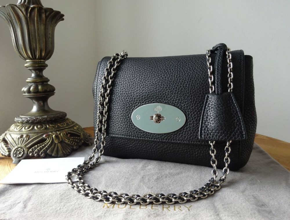 Mulberry Regular Lily in Black Soft Grain with Shiny Silver Hardware