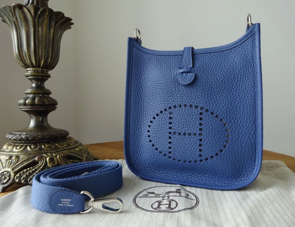 Hermés Evelyne TPM Mini Amazone 16 in Brighton Blue Taurillon Clemence with