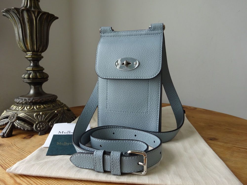 Mulberry Mini Antony Pouch Messenger in Cloud Blue Small Classic Grain Leat