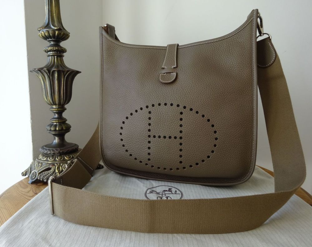 Hermés Evelyne III GM in Etoupe Taurillon Clemence with Palladium Hardware - SOLD