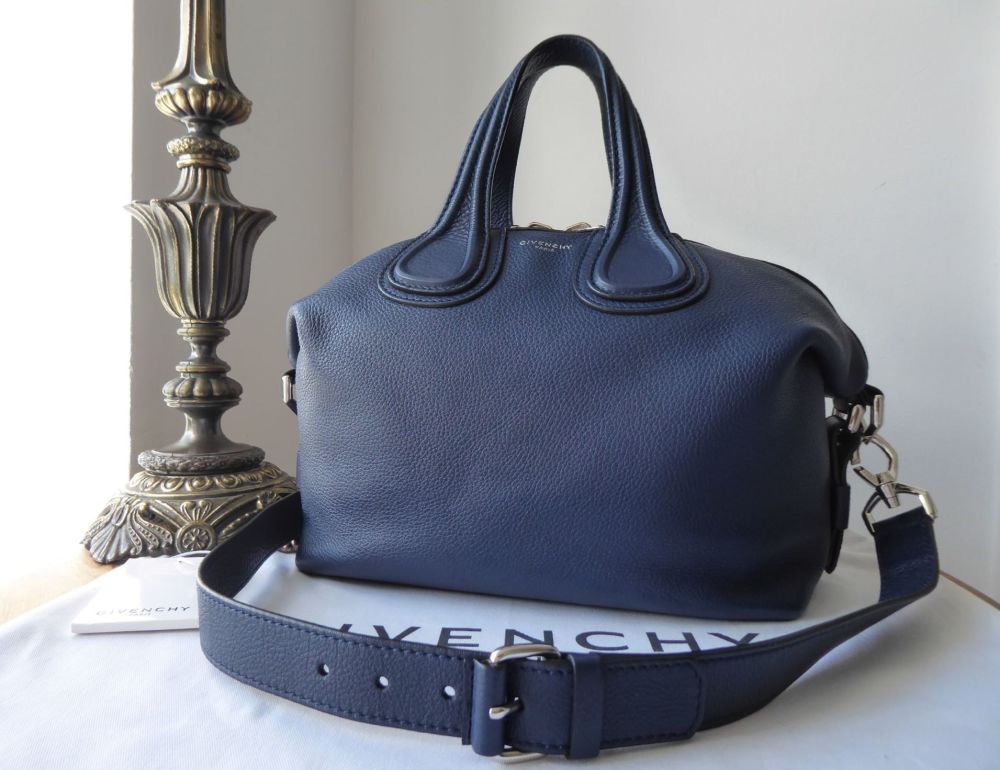 Givenchy Small Nightingale in Night Blue Calfskin with Shiny Silver Hardwar