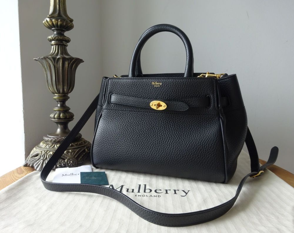 Mulberry Small Belted Bayswater in Black Heavy Grain Leather