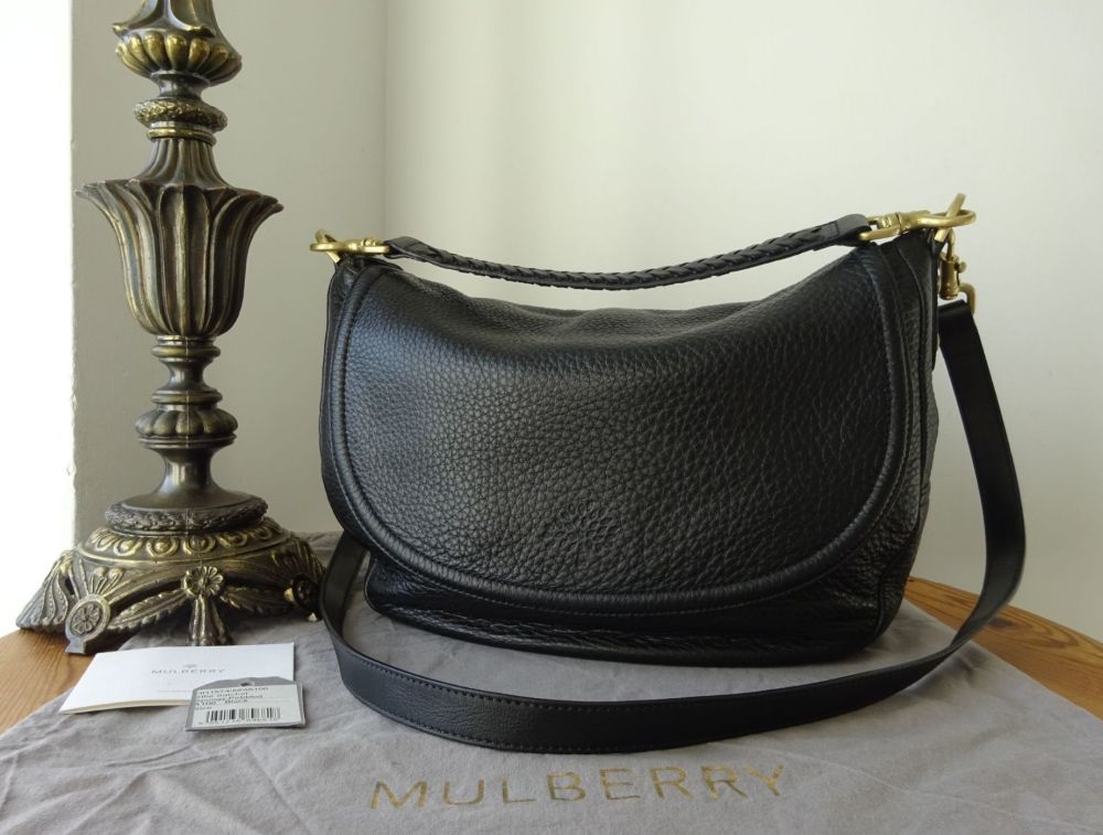 Mulberry Medium Effie Satchel in Black Spongy Pebbled Leather