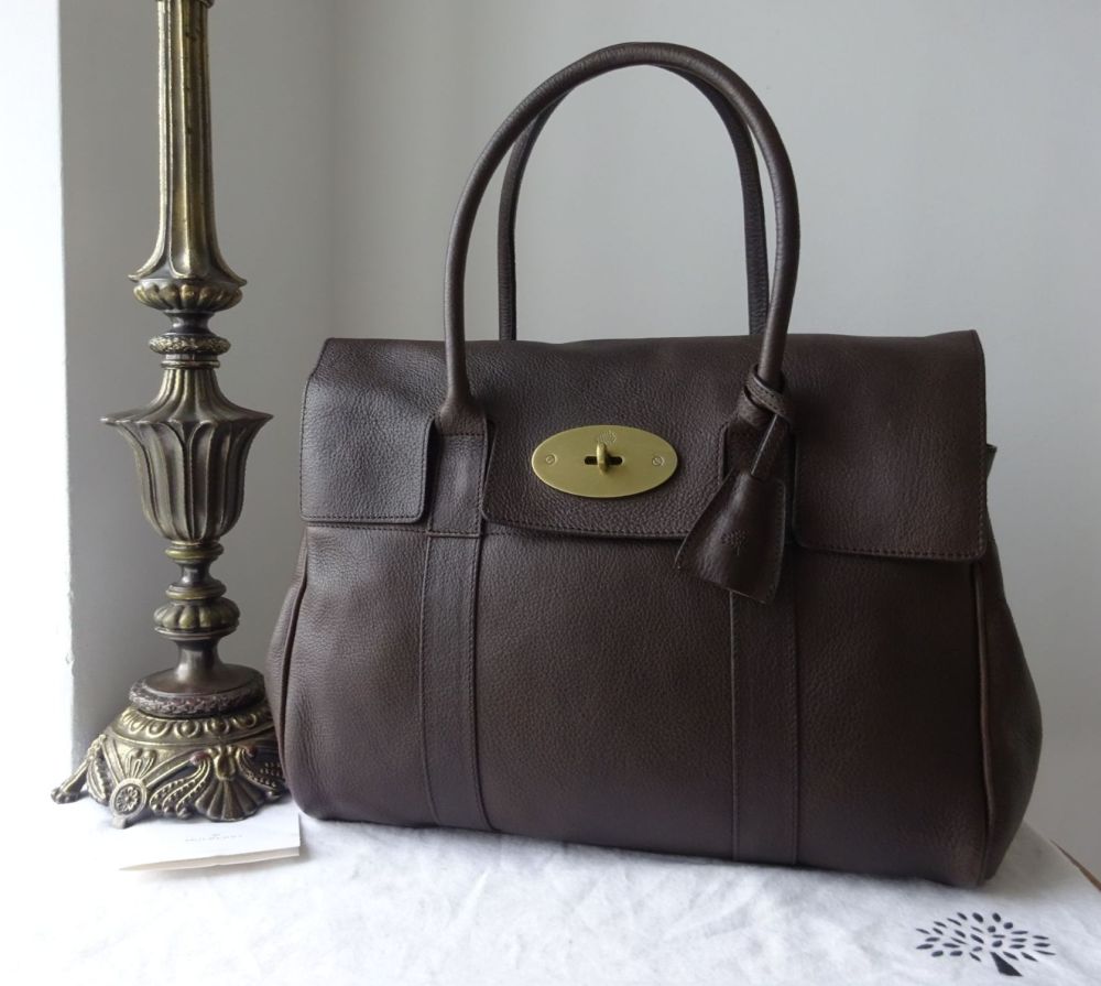 Mulberry Classic Heritage Bayswater in Chocolate Natural Vegetable Tanned L