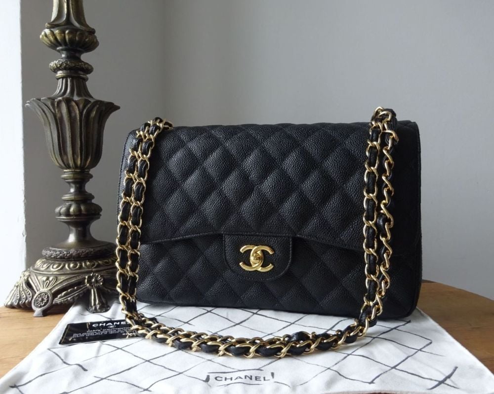 Chanel Black Quilted Caviar Jumbo Classic Double Flap Gold Hardware 2021  Available For Immediate Sale At Sothebys
