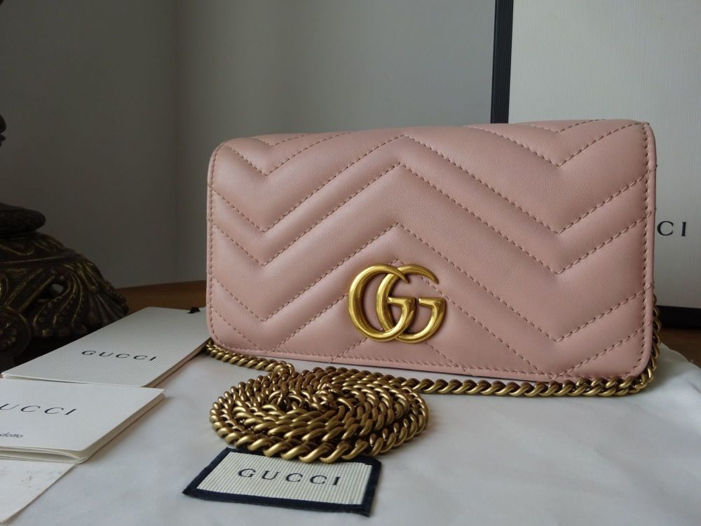 Gucci GG Marmont Mini Shoulder Clutch in Pale Pink Matelassé Calfskin - SOLD