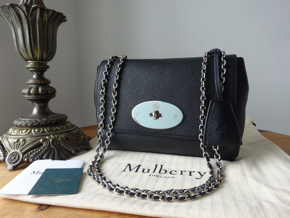 Mulberry Regular Lily in Black Glossy Goat with Shiny Silver Hardware