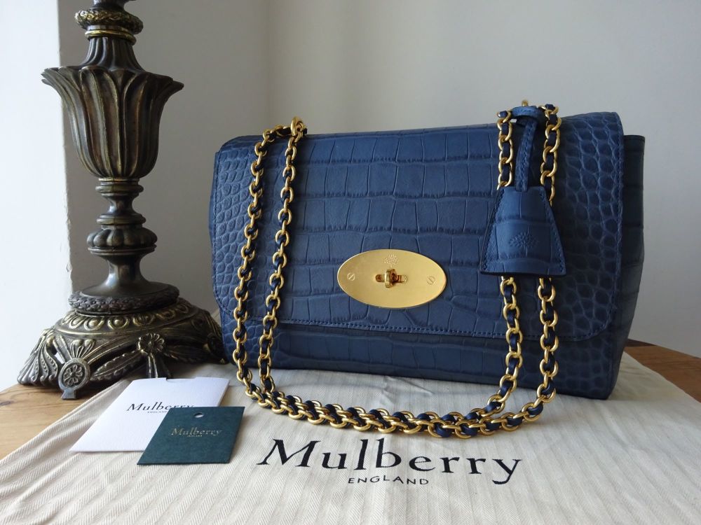 Mulberry Medium Lily in Pale Navy Matte Croc Printed Leather