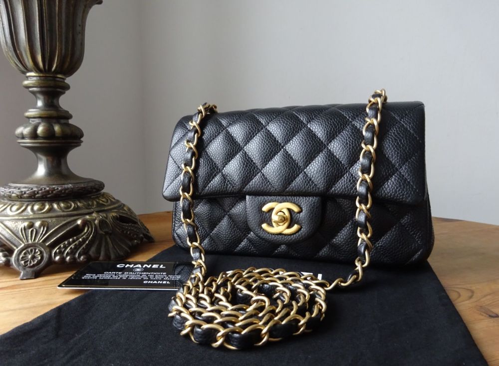 Chanel Classic Mini Rectangular 17B Black Quilted Caviar with